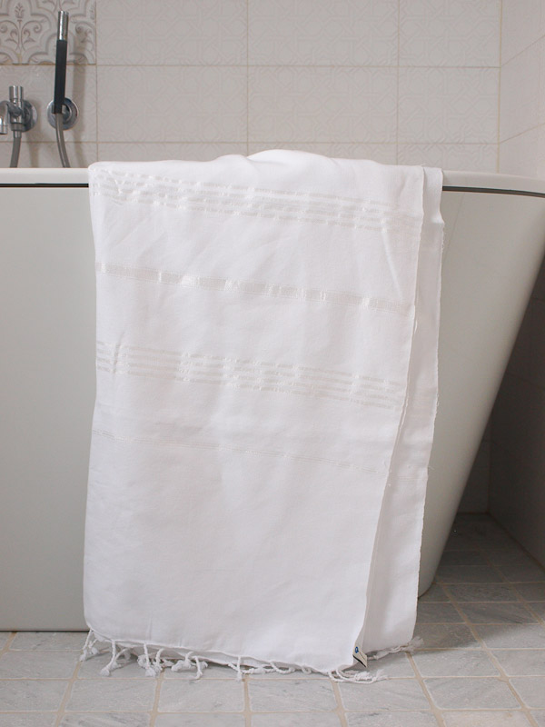 hammam towel white/shiny white stripes